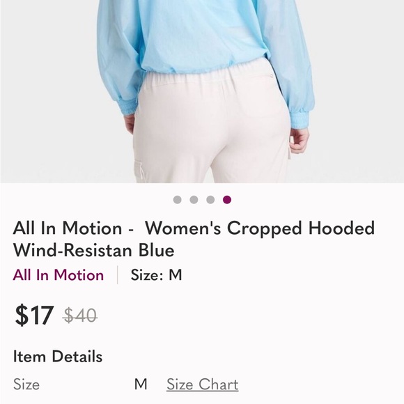 All In Motion Women's Cropped Hooded Wind-Resistant Windbreaker Jacket - Picture 5 of 5